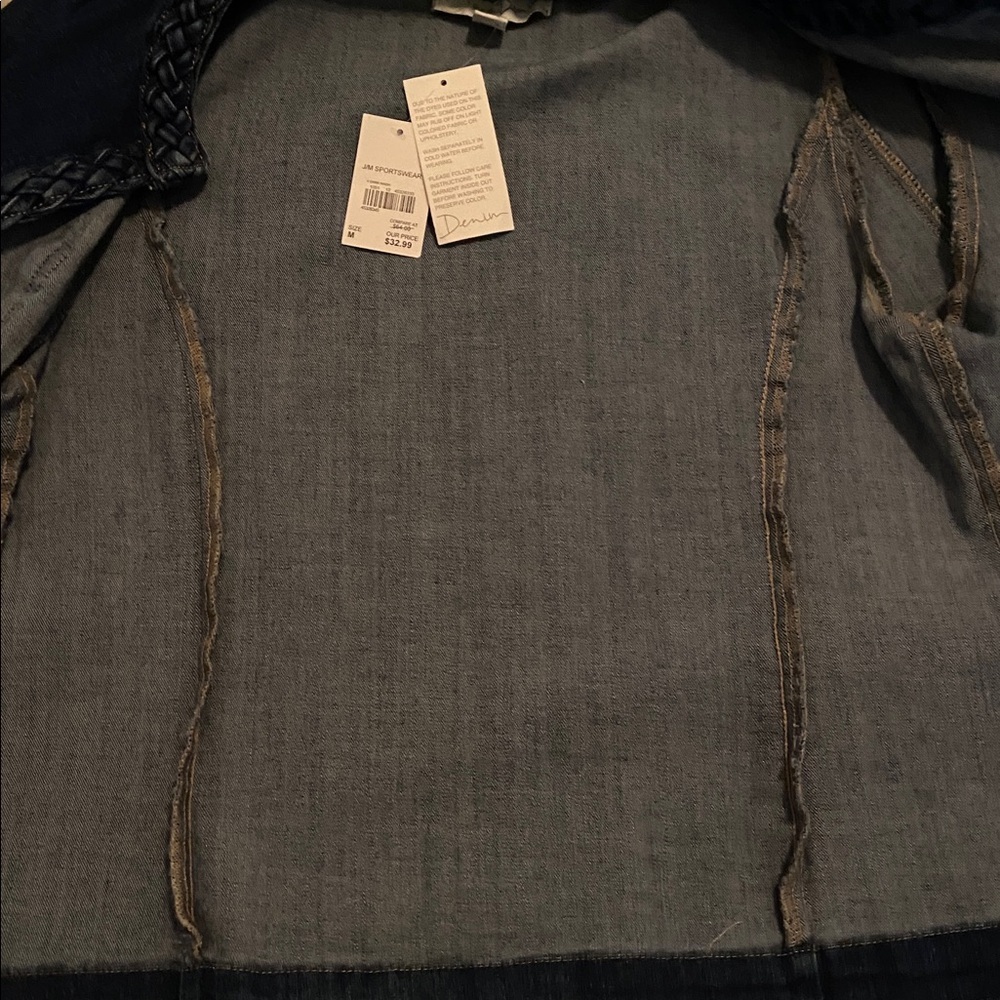J/M Sportswear by Cato Dark Wash Open Front Denim Jacket Blazer M New - Picture 11 of 11